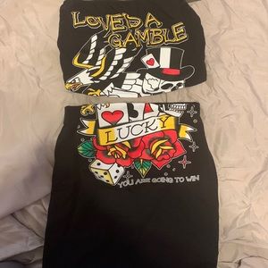 Ladies Fashion Nova 2 piece graphic crop top and skirt set size S new with tags